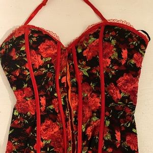 Lydia corset red with roses size med